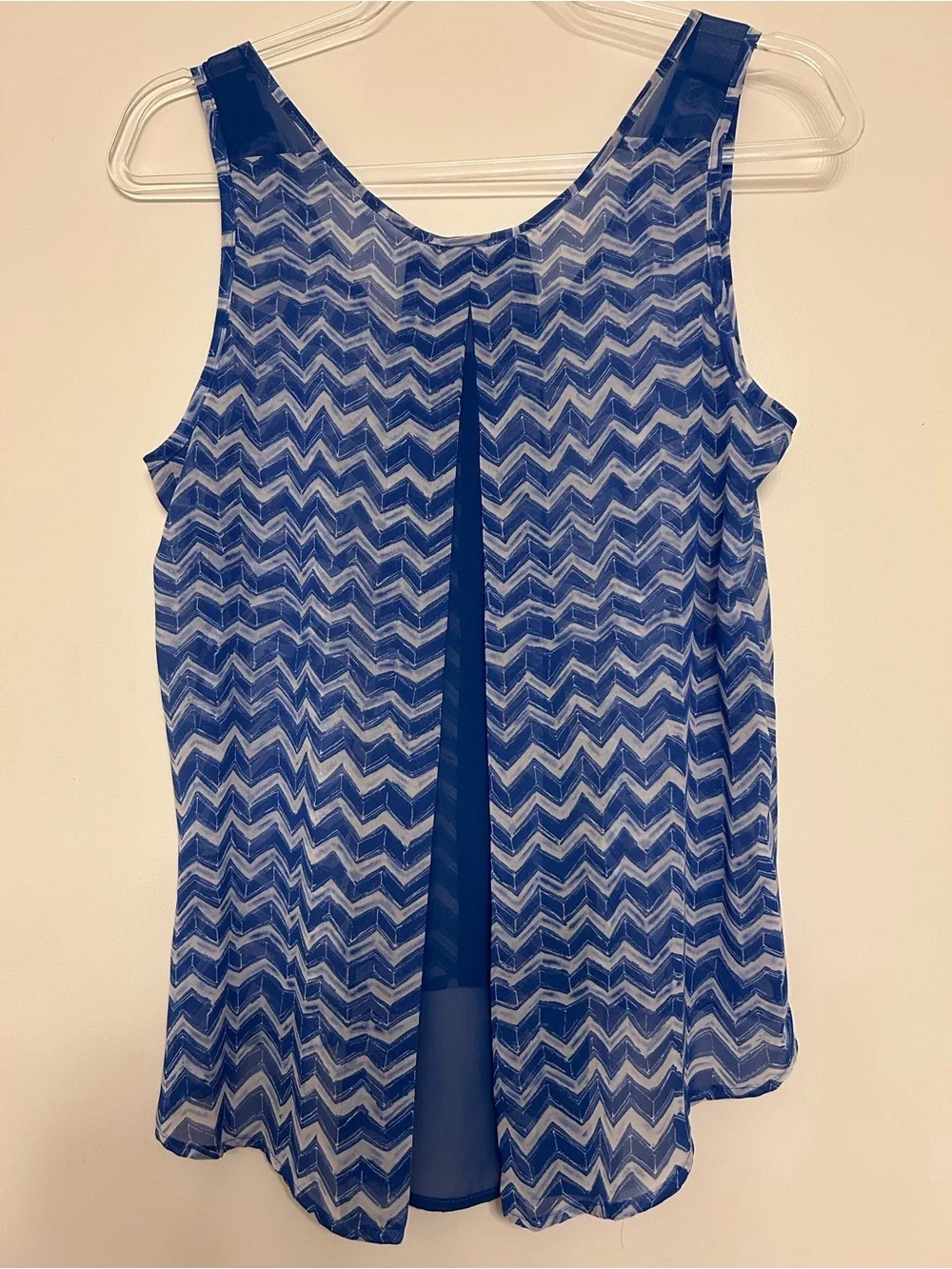 Candie's Blue Chevron Button-Front Sheer High-Low Camisole - Picture 6 of 6